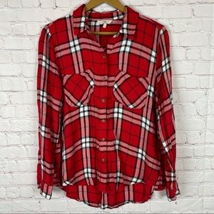 LUCKY BRAND Plaid Red Button Down Shirt L
